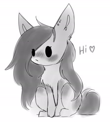 Size: 2653x2989 | Tagged: safe, artist:crazllana, derpibooru import, oc, earth pony, pony, chibi, female, mare, monochrome, simple background, solo, white background