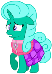 Size: 717x1015 | Tagged: safe, artist:徐詩珮, glitter drops, unicorn, series:sprglitemplight diary, series:sprglitemplight life jacket days, series:springshadowdrops diary, series:springshadowdrops life jacket days, alternate universe, base used, clothes, paw patrol, swimsuit