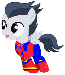 Size: 2352x2732 | Tagged: safe, artist:jawsandgumballfan24, artist:selenaede, rumble, pegasus, pony, avengers: endgame, avengers: infinity war, base used, clothes, colt, cosplay, costume, foal, iron spider, male, marvel, marvel cinematic universe, mcu, solo, spider-man, spider-man: homecoming