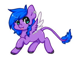 Size: 651x511 | Tagged: safe, artist:pomrawr, oc, oc only, oc:midnight star, pegasus, pony, leonine tail, pegasus oc, raised hoof, simple background, solo, tongue out, transparent background, unshorn fetlocks, wings