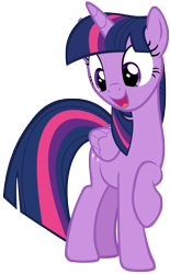 Size: 5037x8106 | Tagged: safe, artist:andoanimalia, twilight sparkle, twilight sparkle (alicorn), alicorn, pony, castle sweet castle, absurd resolution, cutie mark, female, mare, open mouth, raised hoof, simple background, solo, transparent background, vector