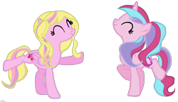 Size: 783x452 | Tagged: safe, artist:doroshll, derpibooru import, oc, oc only, oc:lolli, oc:velvet, pegasus, pony, unicorn, dancing, female, mare, simple background, transparent background