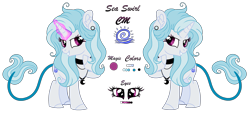 Size: 2455x1111 | Tagged: safe, artist:angellightyt, derpibooru import, oc, oc only, oc:sea swirl, reference sheet, simple background, solo, transparent background