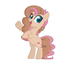 Size: 3192x2824 | Tagged: safe, artist:rainbowpawsarts, oc, oc:strawberry shortcake pie, earth pony, pony, alternate universe, base used, bipedal, female, offspring, parent:cheese sandwich, parent:pinkie pie, parents:cheesepie, simple background, transparent background