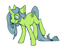 Size: 518x394 | Tagged: safe, artist:cuddlycuttlefish, oc, oc:meadowmist, pony, unicorn, looking down, simple background, solo