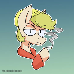 Size: 1000x1000 | Tagged: safe, artist:difis, artist:dumbf, oc, oc only, pony, beanie, bust, cigarette, hat, lidded eyes, male, smoking, solo, stallion