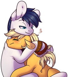 Size: 840x951 | Tagged: safe, artist:ak4neh, derpibooru import, applejack, oc, oc:constance everheart, earth pony, pony, canon x oc, couple, everjack, female, male, mare, shipping, simple background, stallion, straight, transparent background