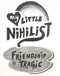 Size: 1154x1447 | Tagged: safe, artist:kopaleo, logo, my little pony logo, nihilism, parody, pen, pencil, traditional art