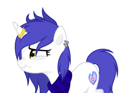 Size: 2173x1648 | Tagged: safe, artist:lazuli, artist:rioshi, artist:starshade, oc, oc only, oc:cobalt, pony, unicorn, ear piercing, earring, female, horn, horn ring, jewelry, mare, piercing, simple background, solo, white background