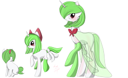 Size: 1024x624 | Tagged: safe, artist:projectblastart, oc, pony, crossover, gardevoir, kirlia, pokémon, ponified, ralts