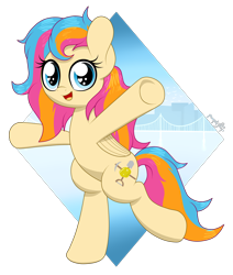 Size: 4082x4813 | Tagged: safe, artist:kimjoman, derpibooru import, oc, oc only, oc:golden gates, pegasus, pony, absurd resolution, babscon, bipedal, bridge, cute, female, heart eyes, looking at you, simple background, solo, transparent background, wingding eyes