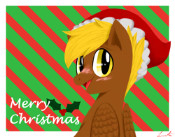 Size: 2100x1650 | Tagged: safe, artist:jagga-chan, oc, pegasus, pony, bust, christmas, hat, holiday, male, portrait, santa hat, solo, stallion