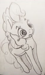 Size: 2326x3838 | Tagged: safe, artist:ponsce, pinkie pie, earth pony, pony, :p, female, mare, monochrome, solo, tongue out, traditional art