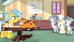 Size: 6672x3760 | Tagged: safe, artist:velveagicsentryyt, doctor fauna, oc, oc:dawnna, oc:destiny, oc:soleilt, big cat, hybrid, tiger, zony, female, filly, interspecies offspring, offspring, parent:discord, parent:fluttershy, parent:zecora, parents:discoshy