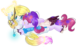 Size: 1312x817 | Tagged: safe, artist:angellightyt, artist:milky-flare, derpibooru import, oc, oc only, oc:angel light, oc:milky flare, simple background, transparent background