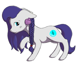 Size: 1730x1404 | Tagged: safe, artist:fluka, derpibooru import, oc, oc only, oc:azure harmony, earth pony, pony, blushing, braid, cute, female, hair ornament, happy, looking at you, mare, ocbetes, one hoof raised, seashell, shy, simple background, solo, transparent background