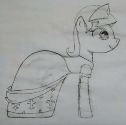 Size: 1420x1416 | Tagged: safe, artist:lunie/elonrie, oc, oc:princess elonrie, pony, clothes, dress, gloves, traditional art