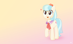 Size: 8700x5281 | Tagged: safe, artist:potato22, coco pommel, earth pony, pony, absurd resolution, female, filter, gradient background, heart, mare, smiling, solo, vector