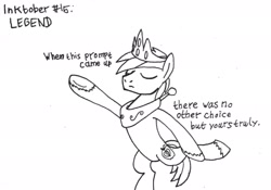 Size: 1280x896 | Tagged: safe, artist:ewoudcponies, big macintosh, earth pony, pony, eyes closed, ink drawing, inktober, inktober 2019, monochrome, pose, princess big mac, solo, standing, standing on one leg, traditional art