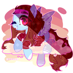 Size: 800x800 | Tagged: safe, artist:anisa-mlp222, derpibooru import, oc, oc:cloud fly, pegasus, pony, clothes, female, mare, one eye closed, shirt, solo, wink