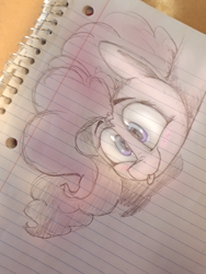 Size: 3072x4096 | Tagged: safe, artist:packy paca, pinkie pie, pony, lined paper, pinkie being pinkie, solo, tongue out, traditional art