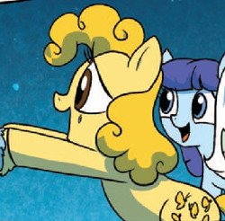 Size: 282x277 | Tagged: safe, idw, blue belle, butterscotch (g1), minty (g1), earth pony, pony, g1, g4, spoiler:comic, spoiler:comic16, female, g1 to g4, generation leap, mare, official comic