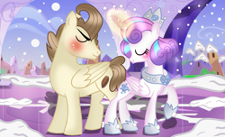 Size: 1364x827 | Tagged: safe, artist:doraeartdreams-aspy, derpibooru import, pound cake, princess flurry heart, female, male, older, older flurry heart, poundflurry, shipping, straight