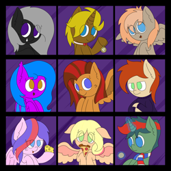 Size: 6000x6000 | Tagged: safe, artist:mrneo, derpibooru import, oc, oc only, oc:circuit, oc:dr. chrono, oc:kamer plant, oc:lavender dusk, oc:myre, oc:orchidtale, oc:raven dusk, oc:retrograde, oc:wild dreamer, bat pony, earth pony, pegasus, pony, unicorn, absurd resolution, bat pony oc, bust, cheese, clothes, food, meat, mother and child, parent and child, pepperoni, pepperoni pizza, pizza, pocket watch, portrait, stroopwafel, sweater