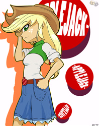 Size: 4344x5500 | Tagged: safe, artist:ohhseedee, applejack, equestria girls, absurd resolution, female, looking at you, profile, solo