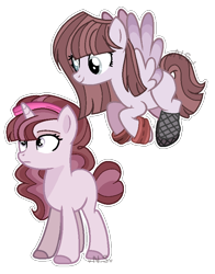 Size: 668x854 | Tagged: safe, artist:at--ease, derpibooru import, oc, oc only, pegasus, pony, unicorn, female, magical lesbian spawn, mare, offspring, parent:bulk biceps, parent:maud pie, parent:pinkie pie, parent:sugar belle, parents:sugarpie, simple background, transparent background