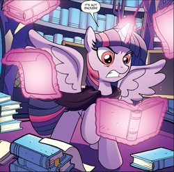 Size: 953x941 | Tagged: safe, idw, twilight sparkle, twilight sparkle (alicorn), alicorn, pony, ponies of dark water, spoiler:comic, spoiler:comic44, comic, cropped, empress of ponyville twilight sparkle, glowing horn, horn, magic, speech bubble, tyrant sparkle