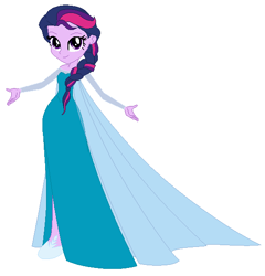 Size: 543x565 | Tagged: safe, artist:selenaede, artist:wynterstar93, twilight sparkle, alicorn, equestria girls, alternate hairstyle, base used, clothes, cosplay, costume, crossover, elsa, female, frozen (movie), snow queen, solo