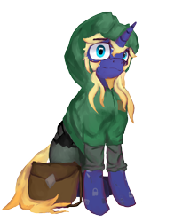 Size: 2300x2800 | Tagged: safe, artist:sapphmod, derpibooru exclusive, oc, oc:sapphire mark, pony, unicorn, 2020 community collab, clothes, cutie pox, derpibooru community collaboration, hoodie, looking at you, simple background, sitting, solo, transparent background