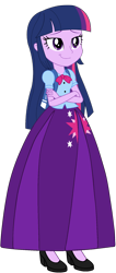 Size: 834x1974 | Tagged: safe, alternate version, artist:cartoonmasterv3, twilight sparkle, twilight sparkle (alicorn), alicorn, equestria girls, clothes, dress, long skirt, simple background, skirt, solo, transparent background