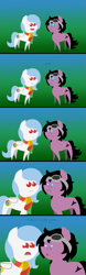 Size: 719x2303 | Tagged: safe, artist:ravenpuff, oc, oc only, oc:google chrome, oc:puffy, earth pony, pony, ..., browser ponies, clothes, comic, d:, earth pony oc, female, frown, goggles, google chrome, mare, open mouth, pointy ponies, sad, scarf, suspicious