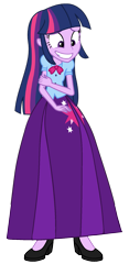 Size: 857x1830 | Tagged: safe, alternate version, artist:cartoonmasterv3, twilight sparkle, twilight sparkle (alicorn), alicorn, equestria girls, clothes, long skirt, simple background, skirt, solo, transparent background