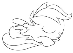 Size: 934x677 | Tagged: safe, derpibooru import, scootaloo, pegasus, pony, female, filly, monochrome, sleeping, solo