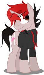 Size: 688x1162 | Tagged: safe, artist:livj031, oc, oc:rediplier, pony, markiplier, ponified, youtuber