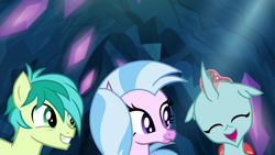 Size: 1280x720 | Tagged: safe, screencap, ocellus, sandbar, silverstream, uprooted, cavern, cute, diaocelles, diastreamies, sandabetes