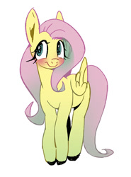 Size: 444x600 | Tagged: safe, artist:jj, fluttershy, pegasus, pony, blushing, colored hooves, cute, female, mare, pixiv, shyabetes, simple background, solo, white background