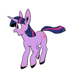 Size: 600x567 | Tagged: safe, artist:jj, twilight sparkle, unicorn twilight, pony, unicorn, big ears, colored hooves, cute, female, mare, open mouth, pixiv, profile, simple background, solo, twiabetes, white background