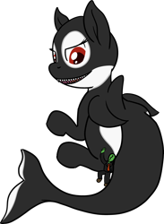 Size: 2779x3795 | Tagged: safe, artist:poniidesu, oc, oc only, oc:anon, human, orca, orca pony, original species, /mlp/, drawthread, duo, requested art, sharp teeth, simple background, size difference, teeth, transparent background