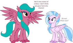 Size: 2393x1438 | Tagged: safe, artist:shadymeadow, silverstream, oc, oc:bloody briar, classical hippogriff, hippogriff, oc villain, simple background, transparent background