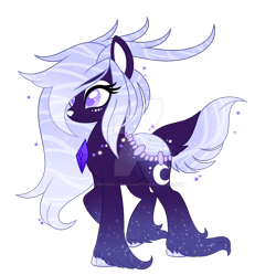 Size: 1024x1020 | Tagged: safe, artist:crystal-tranquility, oc, deer, deer pony, original species, pond pony, deviantart watermark, female, obtrusive watermark, simple background, solo, transparent background, watermark