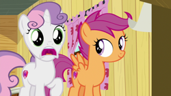 Size: 1920x1080 | Tagged: safe, screencap, scootaloo, sweetie belle, pony, the last crusade