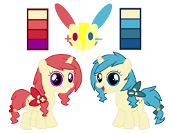 Size: 900x700 | Tagged: safe, artist:kurofa, oc, oc only, pony, crossover, minun, plusle, pokémon, ponified