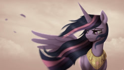 Size: 1280x720 | Tagged: dead source, source needed, safe, artist:jeki, derpibooru import, twilight sparkle, twilight sparkle (alicorn), alicorn, pony, female, immortality blues, mare, sad, solo, windswept mane