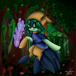 Size: 5000x5000 | Tagged: safe, artist:supermoix, derpibooru import, pony, absurd resolution, adventure time, arrow, crossover, cute, forest, huntress wizard, magic, ponified, solo, wizard