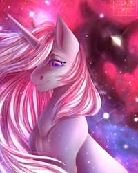 Size: 800x1000 | Tagged: safe, artist:sadelinav, oc, pony, unicorn, bust, female, mare, portrait, solo, space