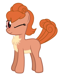 Size: 1317x1590 | Tagged: safe, artist:andrevus, oc, oc only, oc:vulpenia, pony, chest fluff, crossover, one eye closed, pokémon, ponified, simple background, solo, transparent background, vulpix